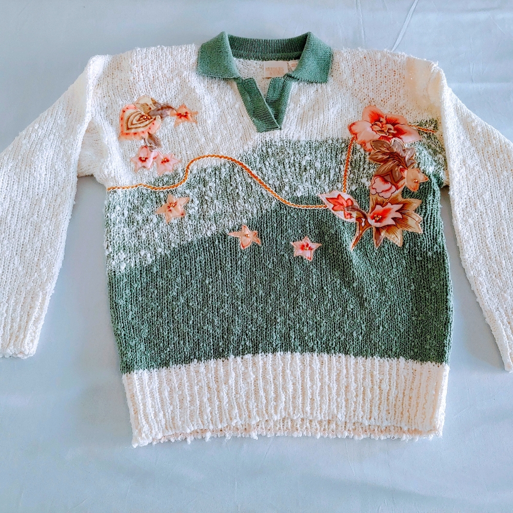 Vintage Needles & Yarn Pullover Sweater Crochet Em